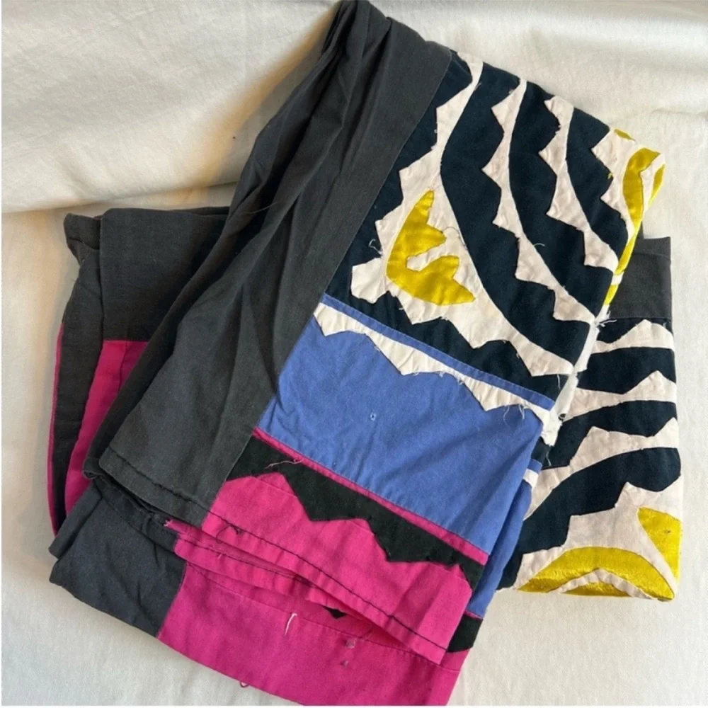 Set of 2 hand made ethnic style pillow cases abstract multicolor